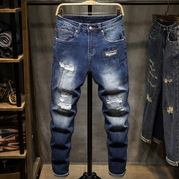 Angelo Ricci™ Distressed Ripped Hip Hop Style Denim Jeans