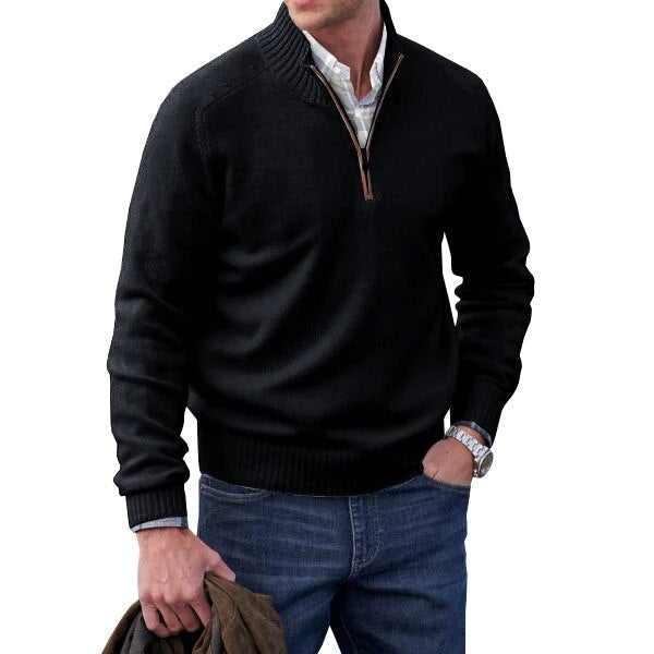 Angelo Ricci™ Cashmere Zipper Turtleneck Warm Sweater