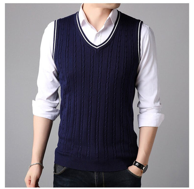 Angelo Ricci™ Casual Knitted V-Neck Elegant Sweater Vest