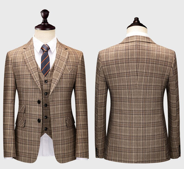 Angelo Ricci™ British Style Plaid Elegant Tailored Suit