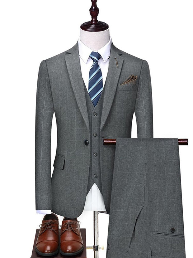 Angelo Ricci™ Classic Plaid High-end Business 3-Pieces Suit