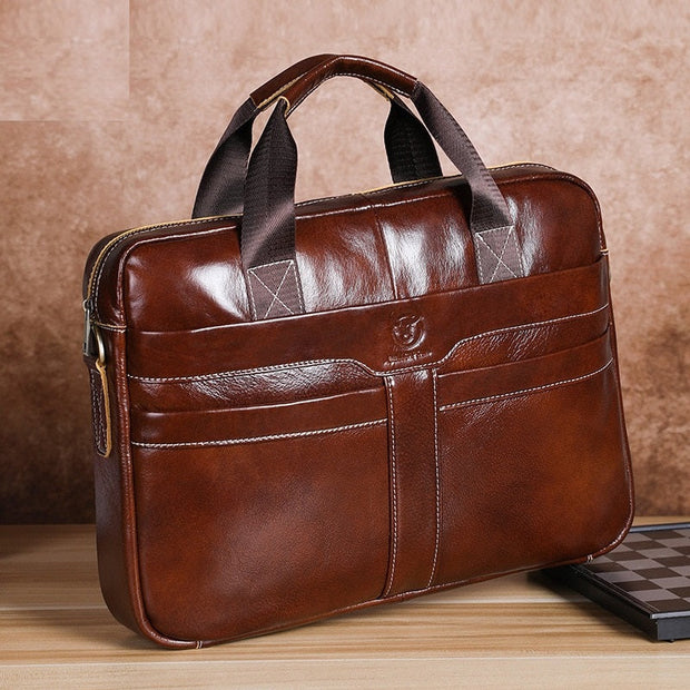 Angelo Ricci™ Shiny Cow Leather Business Men Briefcase