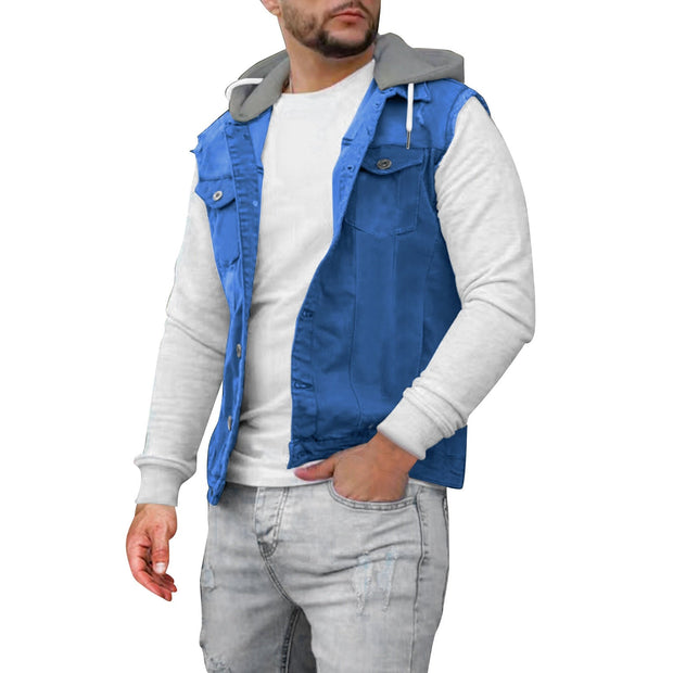 Angelo Ricci™ Hooded Everyday Fashion Streetwear Sleeveless Jacket