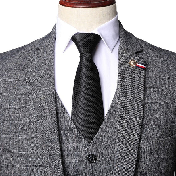 Angelo Ricci™ Gentleman Classic Plaid Formal Business Slim 3-Piece Suit