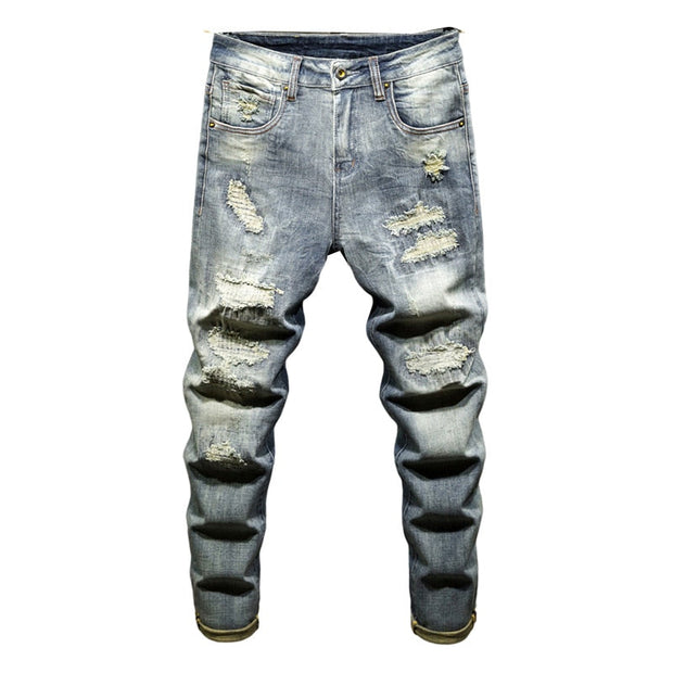 Angelo Ricci™ Distressed Ripped Hip Hop Style Denim Jeans