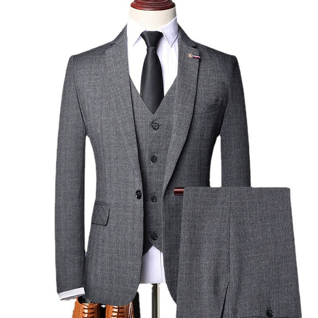 Angelo Ricci™ Gentleman Classic Plaid Formal Business Slim 3-Piece Suit