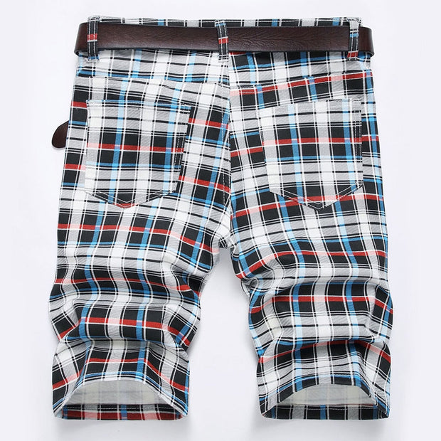 Angelo Ricci™ Tartan Stretch Plaid Digital Print Shorts