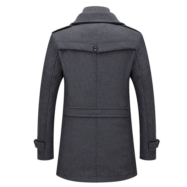 Angelo Ricci™ Business Double Collar Windbreaker Woolen Pea Coat