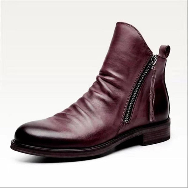 Angelo Ricci™ Leather High-Top Tassel Zip PU Leather Boots