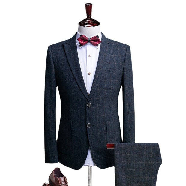 Angelo Ricci™ Tailored Plaid Formal Business-Men 3-Piece Suit