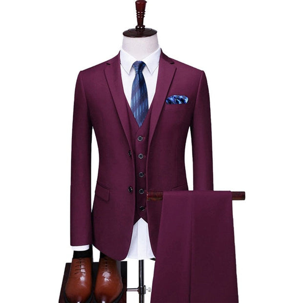 Angelo Ricci™ Single-Breasted Formal Business-Men Office 3Piece Suit
