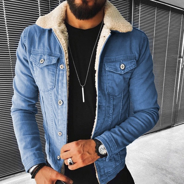 Angelo Ricci™ Motorcycle Style Cotton Padded Denim Jacket