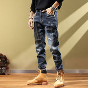 Angelo Ricci™ Fashion Handsome Personality Retro Patchwork Jeans