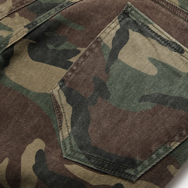 Angelo Ricci™ Camouflage Soldier Ripped Denim Pants