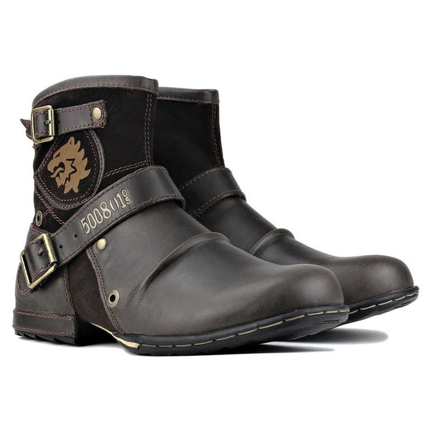 Angelo Ricci™ Western Cowboy Buckle Ankle Martin Boots