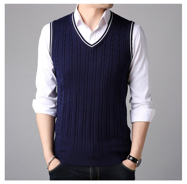 Angelo Ricci™ Casual Knitted V-Neck Elegant Sweater Vest