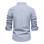 Angelo Ricci™ Stripe Pattern Cotton Twill Button-Up Shirt