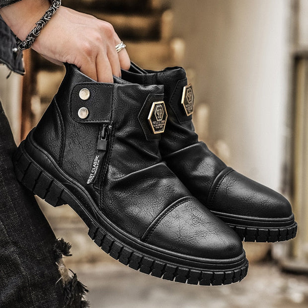 Angelo Ricci™ Vintage High Chelsea Motorcycle Rubber Boots