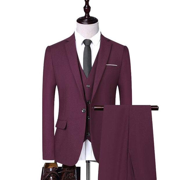 Angelo Ricci™ Fashion Solid Color Business Office 3-Piece Suit