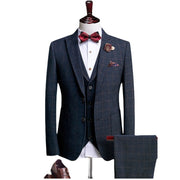 Angelo Ricci™ Tailored Plaid Formal Business-Men 3-Piece Suit