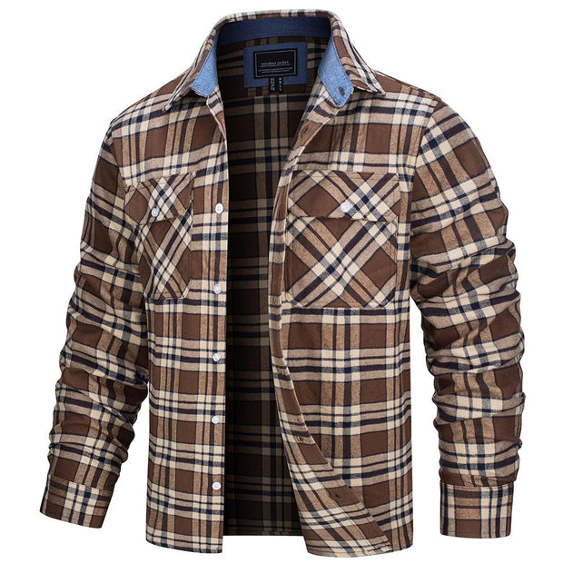 Angelo Ricci™ Button Down Cotton Plaid Flannel Lumberjack Shirt