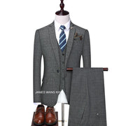 Angelo Ricci™ Classic Plaid High-end Business 3-Pieces Suit