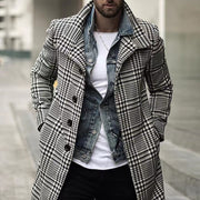 Angelo Ricci™ Warm Outwear Long Button Plaid Trench Coat