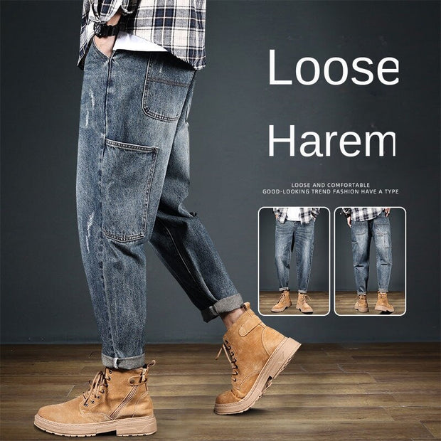 Angelo Ricci™ Fashion Harem Straight Cargo Jeans