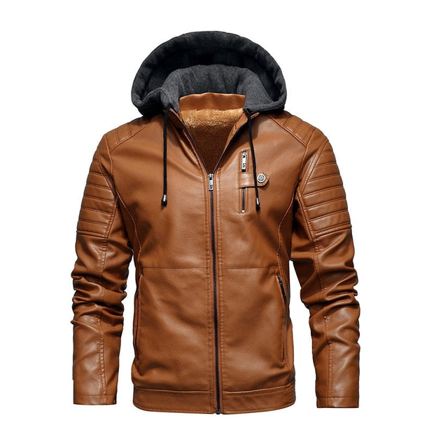 Angelo Ricci™ Biker Fleece Thicken Motorcycle Leather Jacket