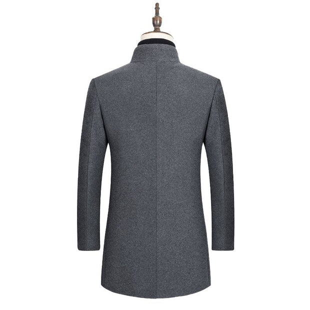 Angelo Ricci™ Boutique Stand Collar Woolen Business Long Coat