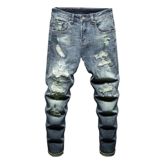 Angelo Ricci™ Distressed Ripped Hip Hop Style Denim Jeans