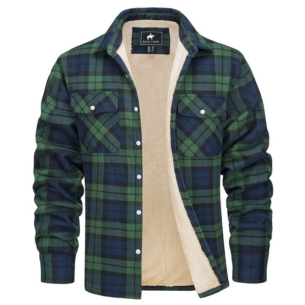 Angelo Ricci™ Fleece Plaid Flannel Sherpa Shirt Jacket