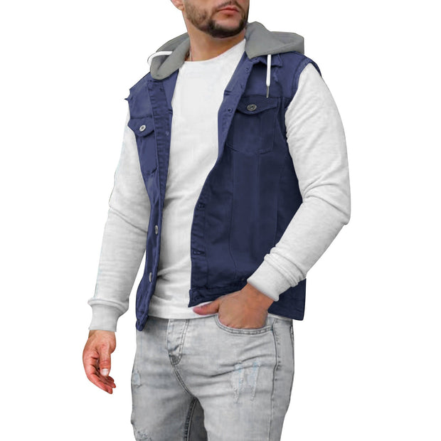 Angelo Ricci™ Hooded Everyday Fashion Streetwear Sleeveless Jacket