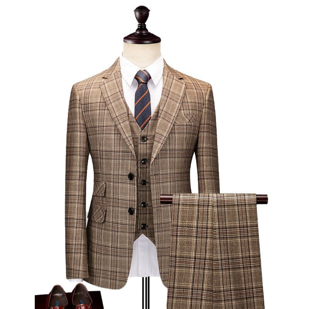 Angelo Ricci™ British Style Plaid Elegant Tailored Suit