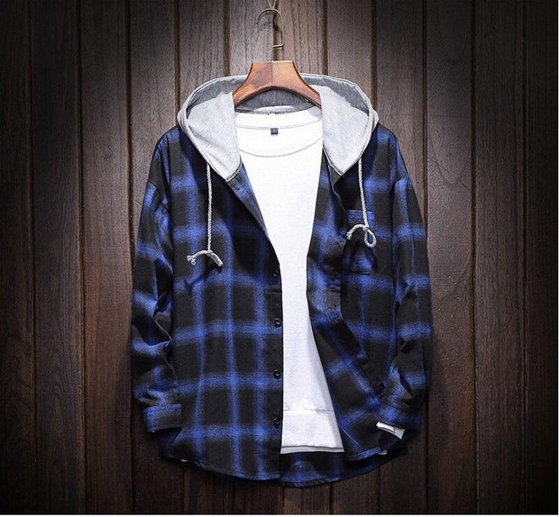 Angelo Ricci™ Plaid Casual Hooded Shirt