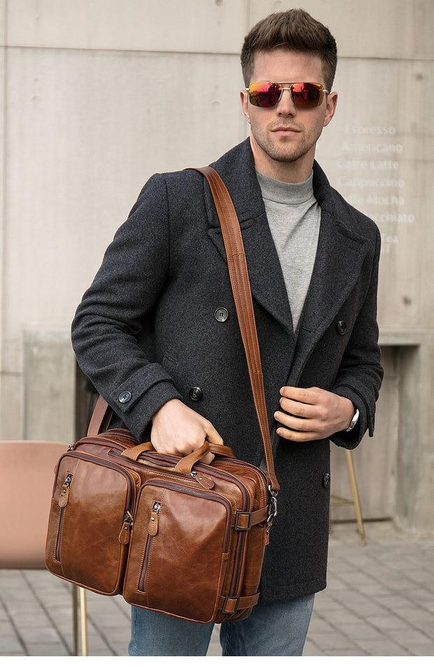 Angelo Ricci™ Top Genuine Leather Business Briefcase