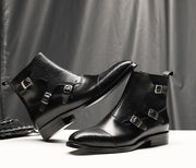 Angelo Ricci™ Grain Leather Boots With Buckles