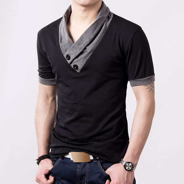 Angelo Ricci™ Short Sleeve V Neck Button Tee