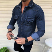 Angelo Ricci™ Single-Breasted Washed Jeans Shirt