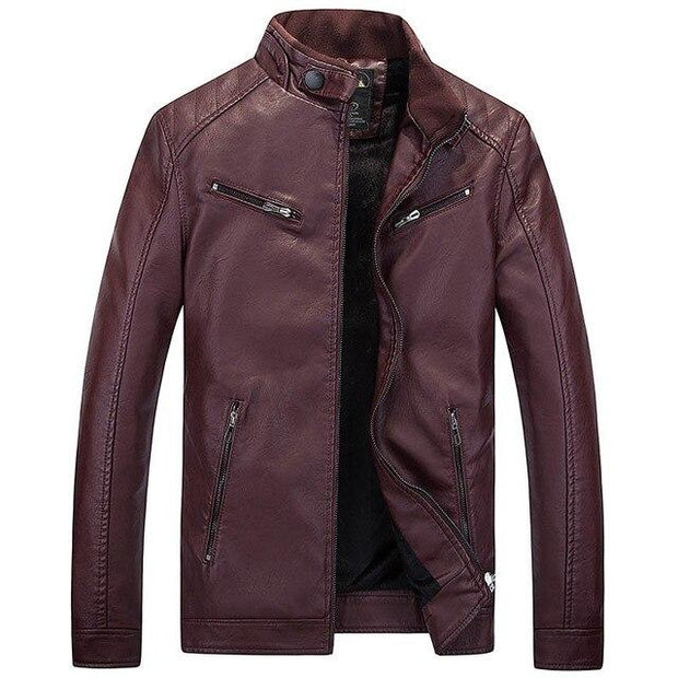 Angelo Ricci™ PU Pocket Zipper Leather Jacket