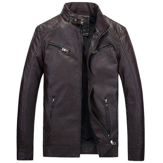 Angelo Ricci™ PU Pocket Zipper Leather Jacket