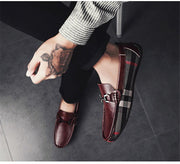 Angelo Ricci™ Plaid Design Leather Moccasins