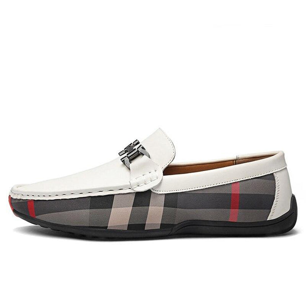 Angelo Ricci™ Plaid Design Leather Moccasins