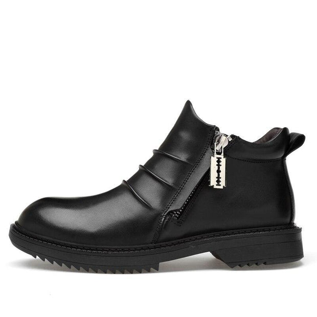 Angelo Ricci™ Genuine Leather Autumn  Motorcycle Zipper Boots