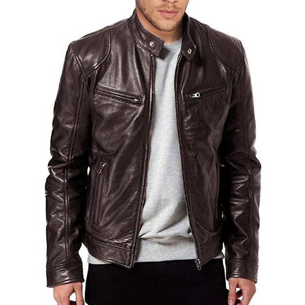 Angelo Ricci™ Motorcycle Street Style Leather Jacket