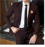 Angelo Ricci™ Plaid Formal Business Elegant 2 Piece Suit