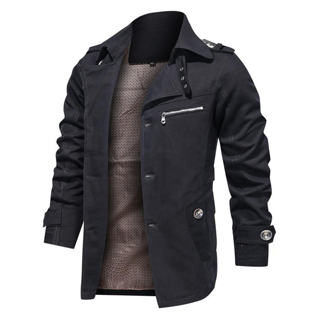 Angelo Ricci™ Lapel Fashion Single Breasted Trench Coat