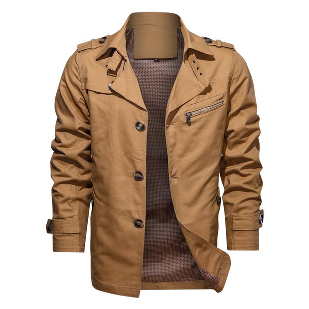 Angelo Ricci™ Lapel Fashion Single Breasted Trench Coat