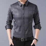 Angelo Ricci™ Brand Luxury Plaid Long Sleeve Slim Fit Dress Shirt