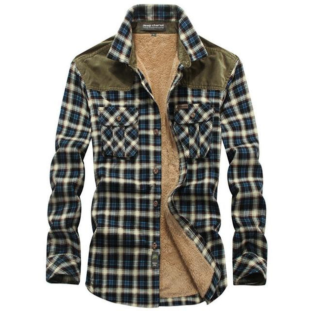 Angelo Ricci™ Fleece Lining Marine Plaid Shirt